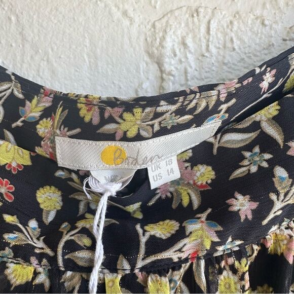 BODEN Skirt Women 14 Ruffle Tiered Black Wildflower - Picture 6 of 10